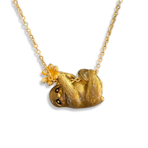 Gold Enamel Sloth Necklace