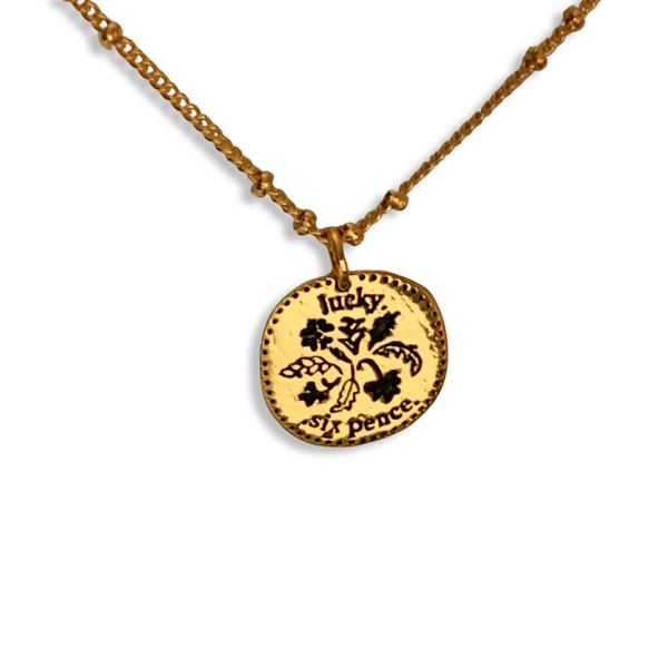 Lucky Sixpence Charm Necklace (Silver or Gold)