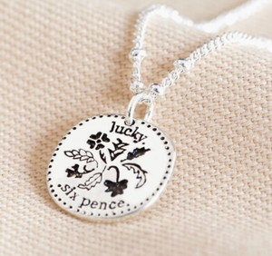 Lucky Sixpence Charm Necklace (Silver or Gold)