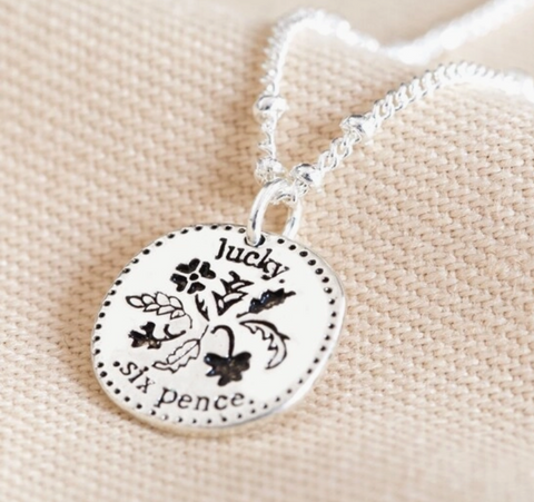 Lucky Sixpence Charm Necklace (Silver or Gold)